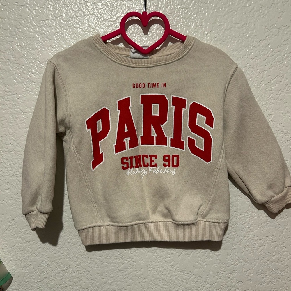 Zara Beige Sweatshirt with Red Print